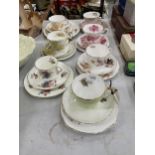 SEVEN CHINA TRIOS TO INCLUDE SHELLEY 'DAFFODIL TIME', ROYAL CROWN DERBY 'DERBY POSIES', ROYAL ALBERT