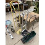 TWO SACK TRUCKS AND A GARDEN SEEDER