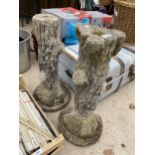 A PAIR OF RECONSTITUTED STONE PEDESTAL BASES