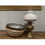 BRASS OIL LAMP + VICTORIAN FLY CATCHER