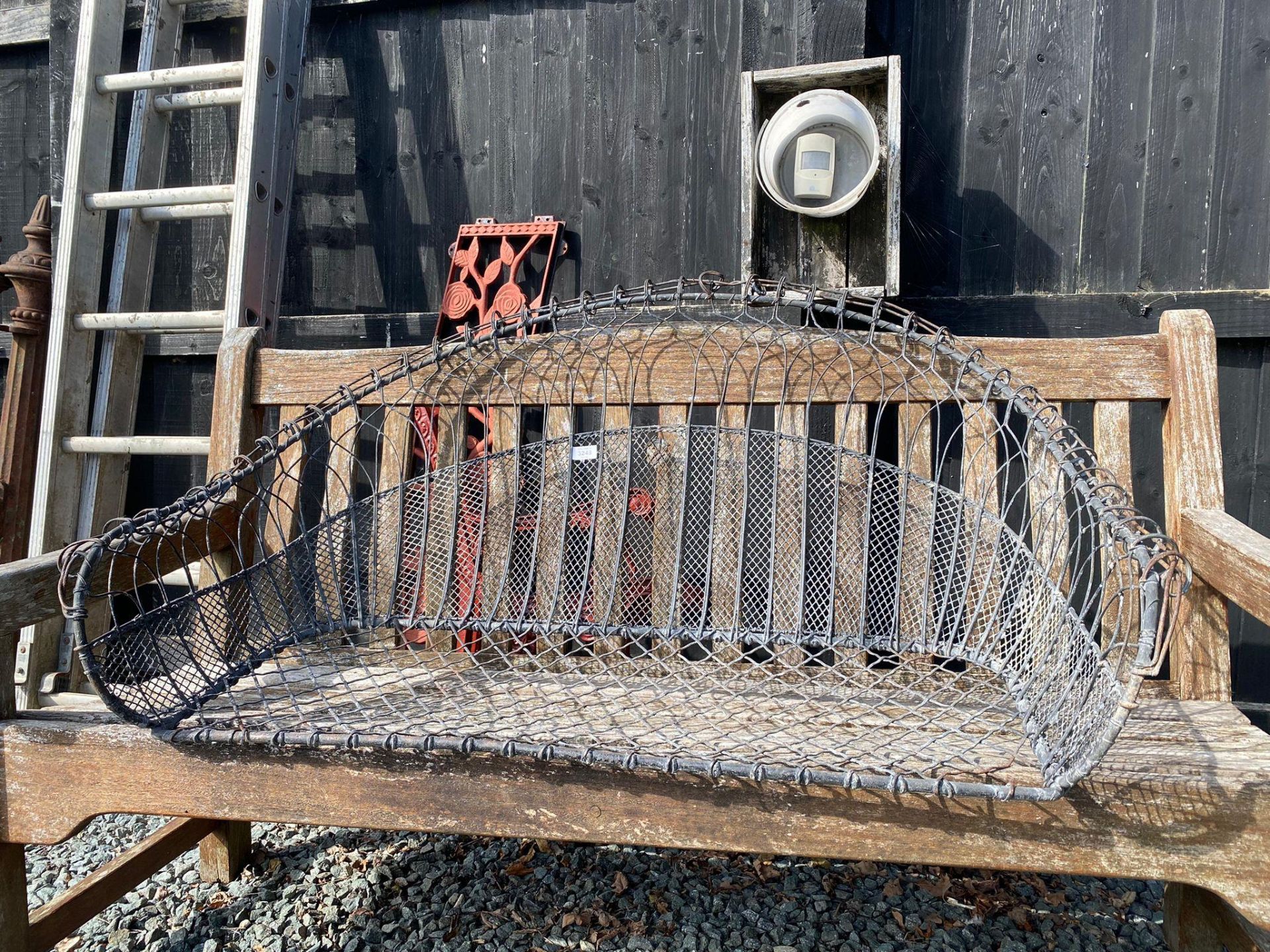 VICTORIAN WIRE WORK CARRIAGE SEAT BY "PICKIN AND SON" BIRMINGHAM APPROX 110CM X 75CM - 50CM HIGH