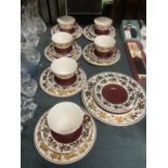 A QUANTITY OF VINTAGE WADE 'RUBYTONE' CUPS, SAUCERS AND SIDE PLATES