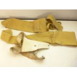 A WHITE LEATHER JAY-PEE HOLSTER AND BELT, TWO CANVAS GUN SLIPS (3)