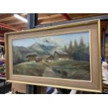 A FRAMED OIL ON BOARD OF AN ALPINE SCENE SIGNED MARIO MARIANI (1943-2011)
