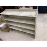 A VICTORIAN PIEN OPEN BOOKCASE, 55" WIDE