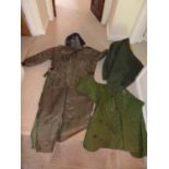 A MILITARY/FISHING/SHOOTING ALL IN ONE INSULATED SUIT, SIZE XL AND TWO QUILTED JACKETS (3)