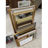 A LARGE QUANTITY OF FRAMED PICTURES, PRINTS AND MIRRORS