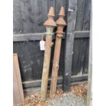 PAIR OF CAST IRON GATE POSTS - BOTTOMS CUT APPROX 140CM HIGH