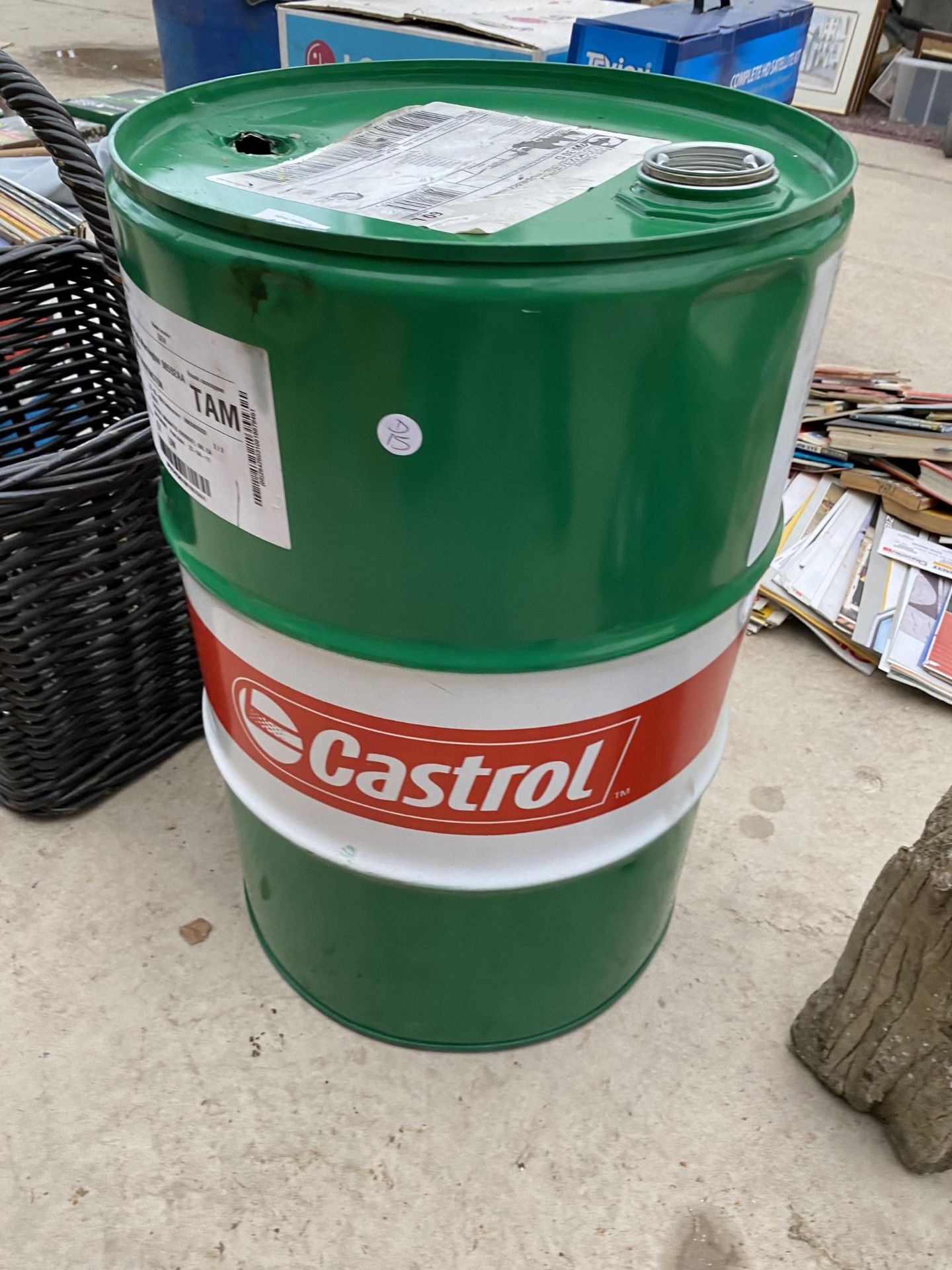 A METAL CASTROL 60L DRUM