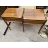 A PAIR OF YOUNGER RETRO TEAK BEDSIDE TABLES WITH SINGLE DRAWER 18.5"