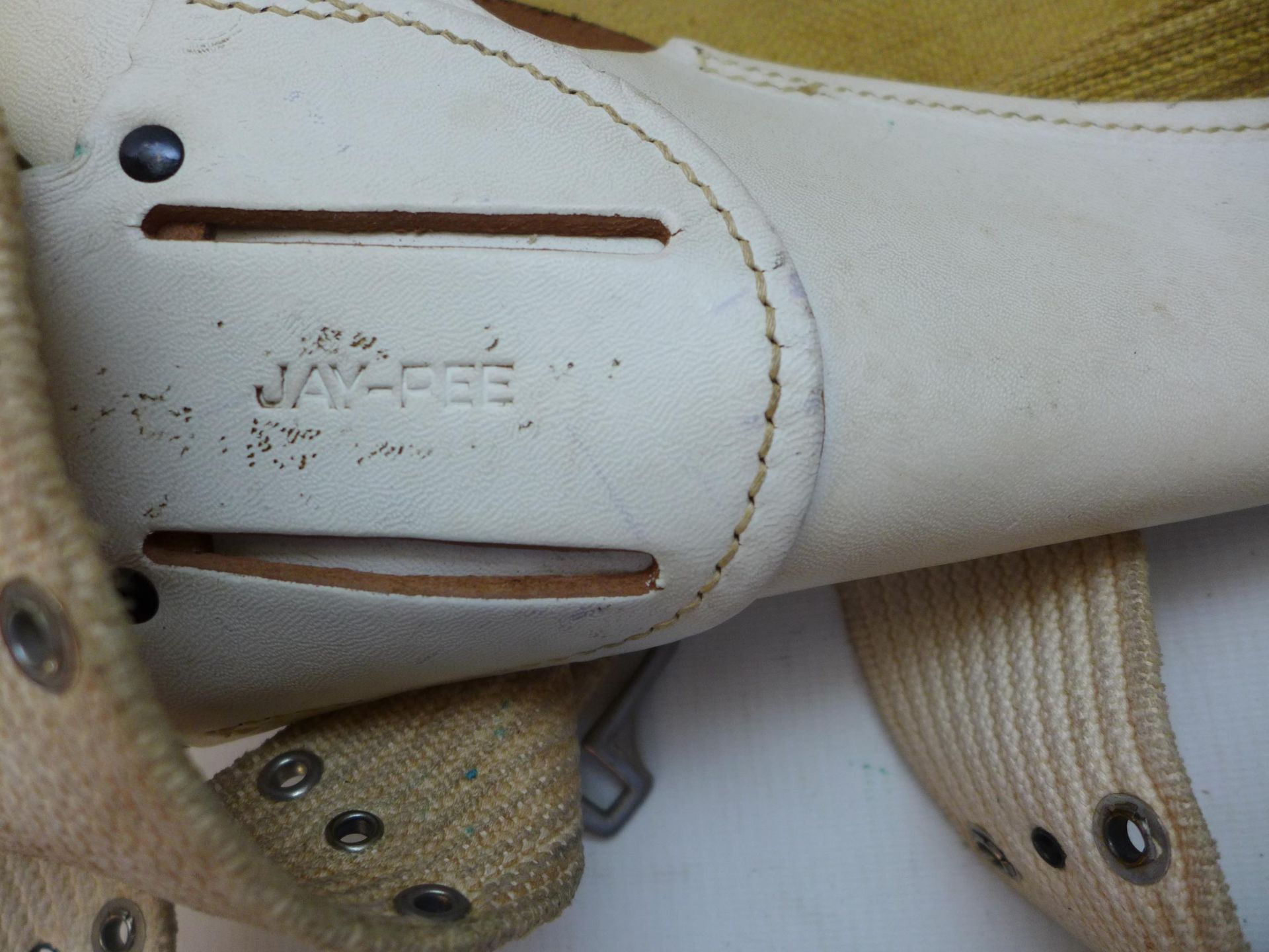A WHITE LEATHER JAY-PEE HOLSTER AND BELT, TWO CANVAS GUN SLIPS (3) - Image 2 of 4