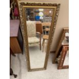 A MODERN 'GALLERY' GILT FRAMED WALL MIRROR, 52X16"