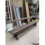 VICTORIAN PITCH PINE CHAPEL BENCH APPROX 254CM LONG