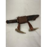 A HANDMADE VIKING STYLE SEAX KNIFE IN SHEATH