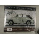 AN AUSTIN MORRIS MINOR CONVERTIBLE METAL SIGN 25.5CM X 19.5CM