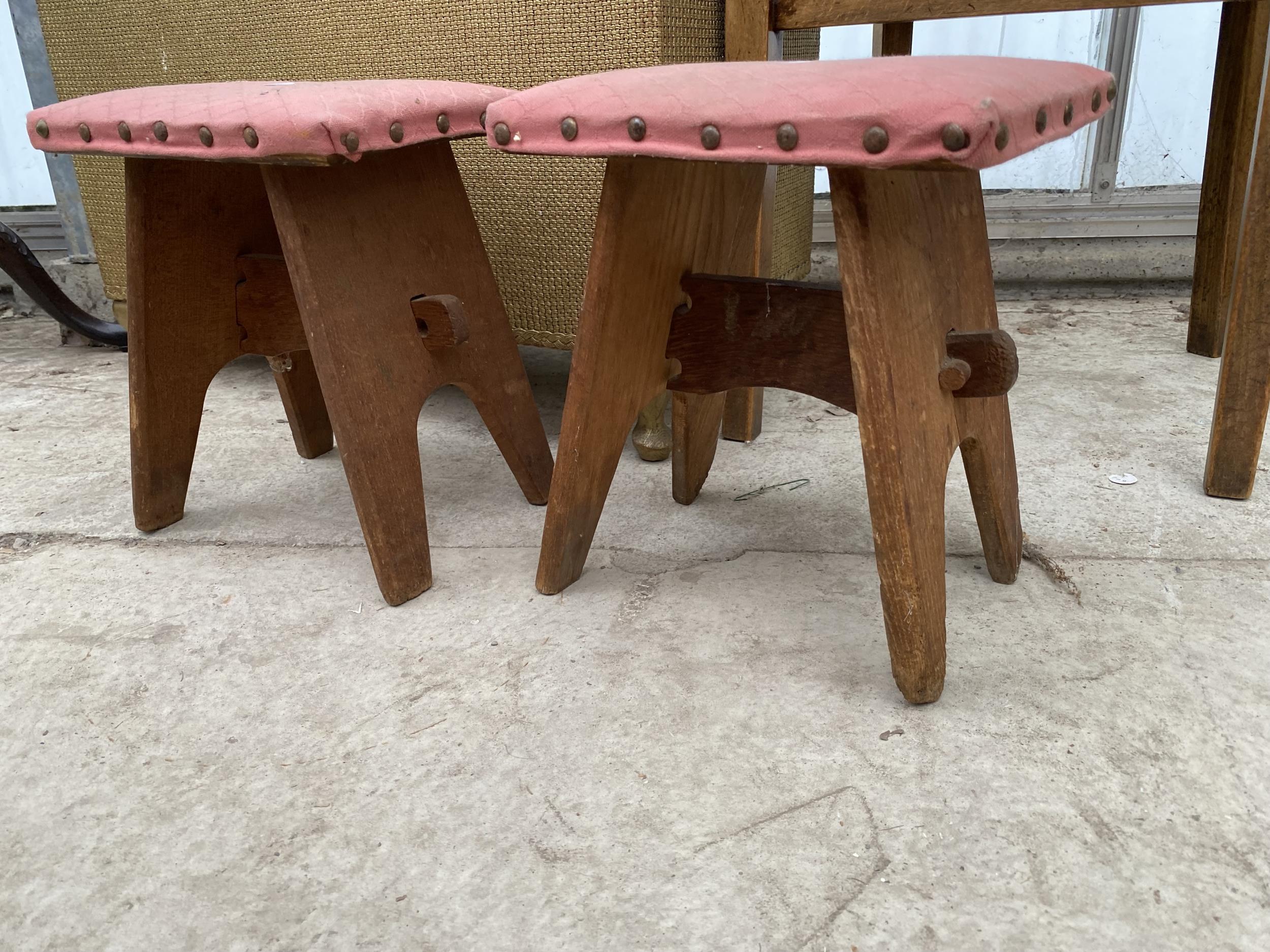 A LLOYD LOOM STYLE OTTOMAN AND TWO SMALL STOOLS - Image 4 of 6