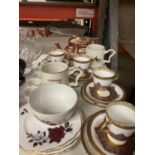 A QUANTITY OF DAVENPORT CUPS AND SAUCERS, COLCLOUGH, ARTHUR WOOD TEAPOT, ETC