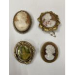 FOUR BROOCHES TO INCLUDE CAMEOS