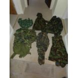 THREE MILITARY/SHOOTING/FISHING CAMOUFLAGE FLEECES, BRITISH MILITARY BERGEN BACKPACK ETC