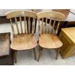 A PAIR OF VICTORIAN KITCHEN CHAIRS