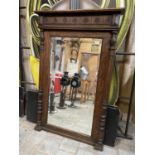 OAK OVERMANTLE MIRROR APPROX 94CM X 146CM