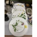 FOUR PORTMEIRION CABINET PLATES - 'WELSH WILD FLOWERS' BY ANGHARAD MENNA