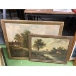 TWO VICTORIAN OIL ON CANVAS PAINTINGS OF COUNTRY SCENES
