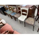 A PAIR OF VICTORIAN KITCHEN CHAIRS AND FOUR OTHER CHAIRS