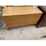 A RETRO LIGHT OAK CHEST OF THREE DRAWERS 40" WIDE
