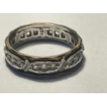 A 9 CARAT GOLD ETERNITY RING WITH CLEAR STONES SIZE L/M GROSS WEIGHT 2.96 GRAMS