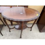 A LATE VICTORIAN TWO TIER OVAL OCCASIONAL TABLE WITH PIECRUST EDGE, 30X20"