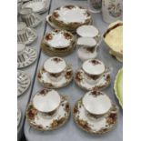 A QUANTITY OF ROYAL ALBERT 'OLD COUNTRY ROSES' TEAWARE TO INCLUDE PLATES, CUPS, SAUCERS, CREAM JUG