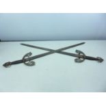 A PAIR OF SPANISH MADE SWORDS 60CM BLADES