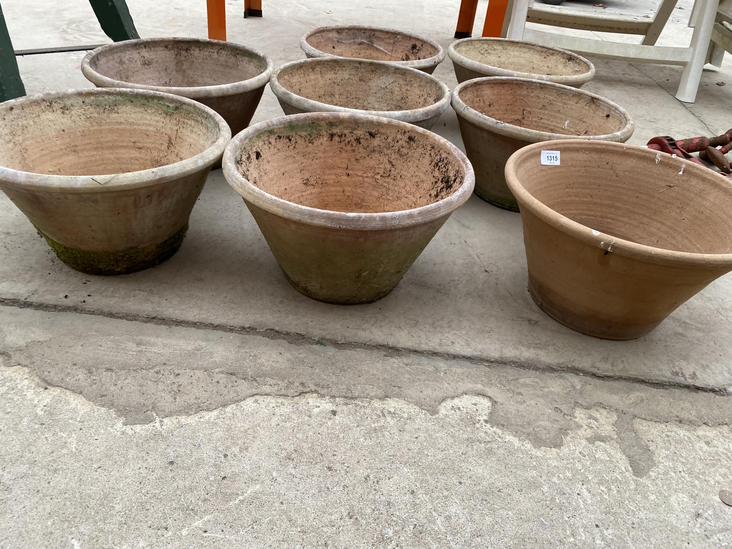 EIGHT LARGE MATCHING TERRACOTTA BOWL PLANTERS - Image 2 of 4