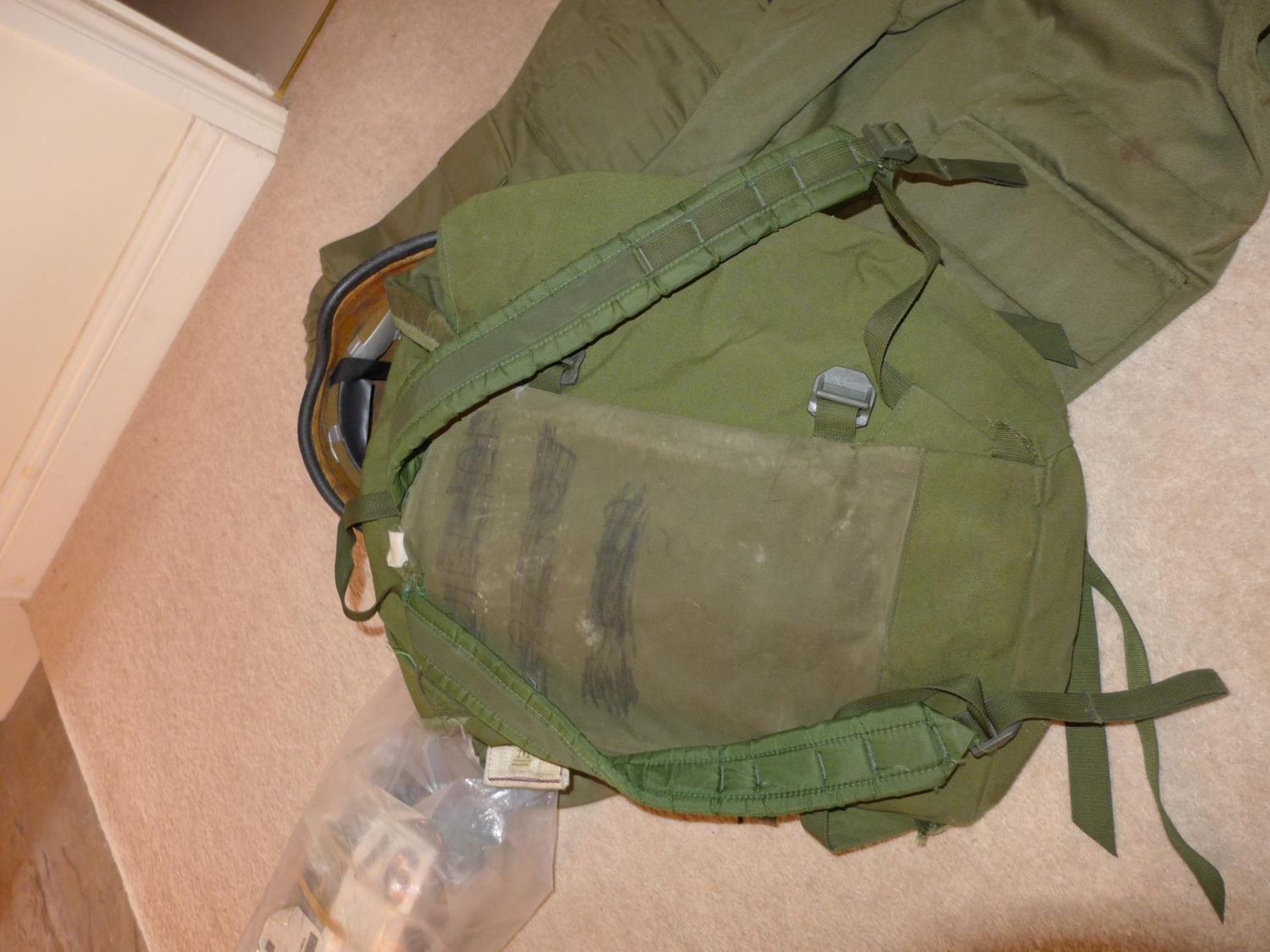 A MILITARY/OUTDOOR ADVENTURE COVERALL, RED HELMET, OVERBOOTS AND STRAPS ETC - Image 4 of 5