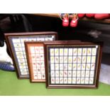 THREE FRAMED SETS OF CIGARETTE CARDS - AVIARY AND CAGE BIRDS AND TWO DOGS