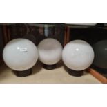 3 X OPALINE GLASS SHADES WITH BAKELITE GALLERY