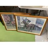 TWO HORSE RACING THEMED FRAMED PRINTS - MILL REEF GEOFF LEWIS UP AND BRIGADIER GERARD JOE MERCER