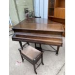 A MAHOGANY BABY GRAND PIANO 'MONINGTON & WESTON' NO.53694 AND A PIANO STOOL