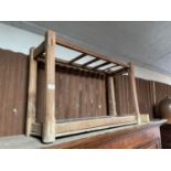 VICTORIAN PITCH PINE UMBRELLA STAND IN ORIGINAL CONDITION - ONE SLAT MISSING. APPROX 92CM X 30CM -