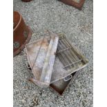 3 X GALVANISED BREAD TRAYS / 2 X FOOTSCRAPERS / GALV PLANTER TRAYS APPROX 67CM X 67CM