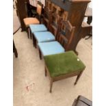 FOUR LATE VICTORIAN DINING CHAIRS (3 + 1) AND AN EDWARDIAN PIANO STOOL