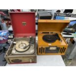 TWO RECORD PLAYERS TO INCLUDE A VINTAGE DANSETTE