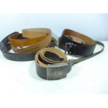A GERMAN MILITARY BELT AND BUCKLE AND SIX FURTHER ASSORTED BELTS