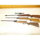 THREE AIR RIFLES FOR RESTORATION, .22 BSA METEOR, PLUS TWO FURTHER AND A TELESCOPIC SIGHT (4)