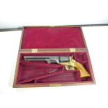 A CASED REPLICA NON FIRING NAVY COLT 18.5CM BARREL (ACTION A/F)