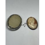 TWO SILVER BROOCHES TO INCLUDE A CAMEO
