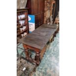 MAHOGANY HALL TABLE - POSSIBLE MARINE INTEREST APPROX 65CM X 166CM - 78CM HIGH