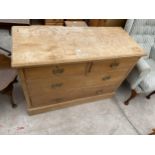 A VICTORIAN SATINWOOD CHEST OF TWO SHORT AND TWO LONG DRAWERS 45" WIDE