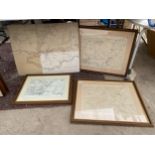 THREE FRAMED MAPS AND A FURTHER UNFRAMED MAP